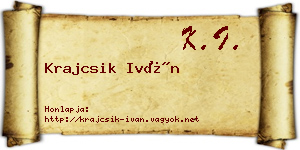 Krajcsik Iván névjegykártya