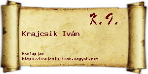 Krajcsik Iván névjegykártya